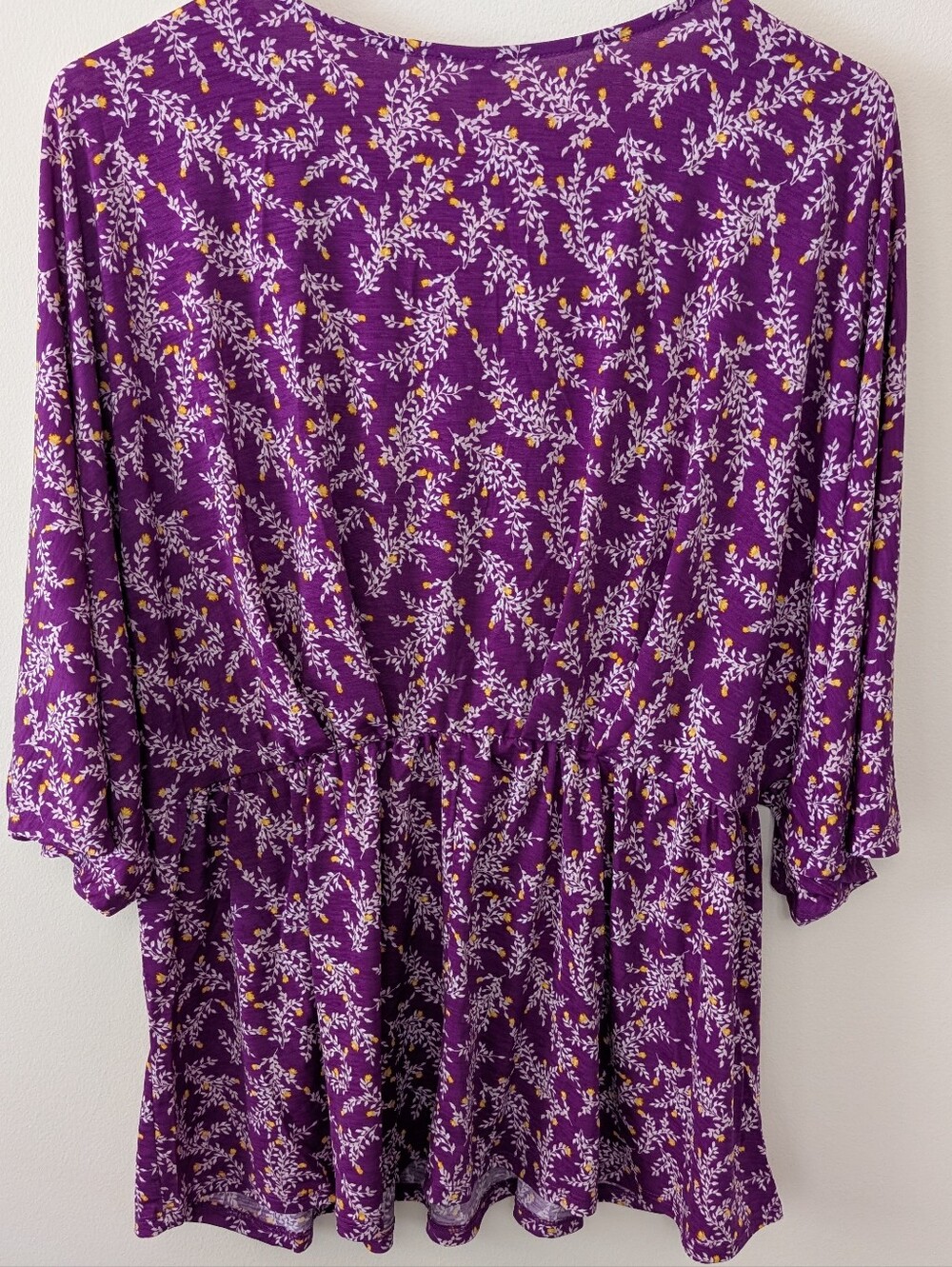 Dear Scarlett Dreamer Painted Purple V-Neck, Flutter Sleeve Empire Waist Blouse - Picture 4 of 15
